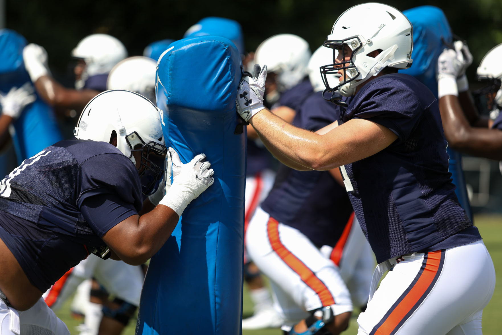 Auburn football practice on the first day of full pads